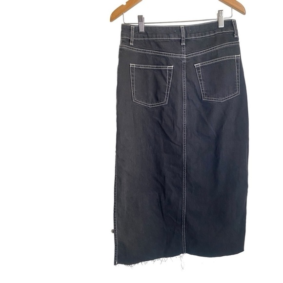 Topshop Women's Black with White Contrast Stitching Midi Skirt I Size: 6 - Picture 11 of 11